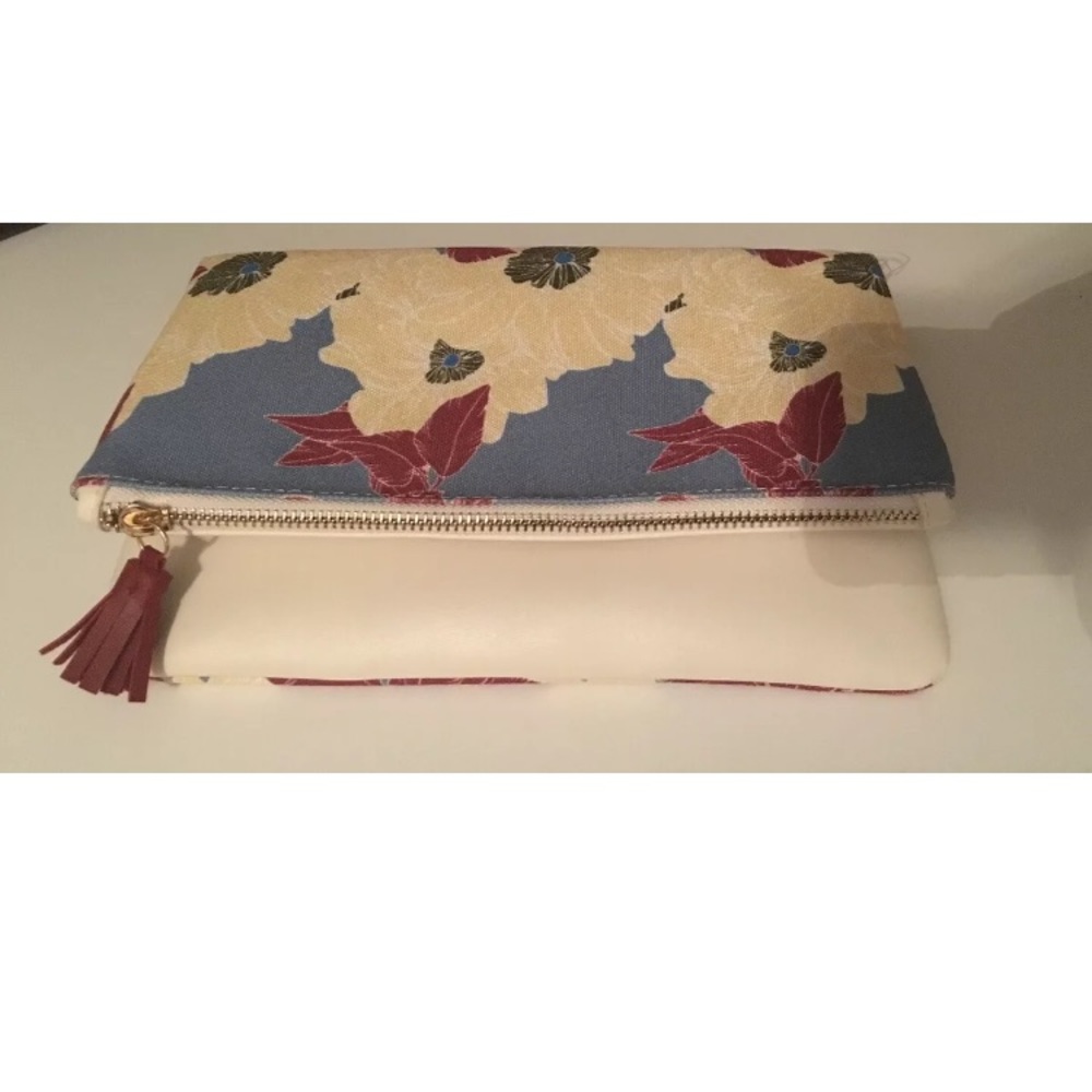 Rachel Pally Leather/Fabric Fold Clutch Handbag